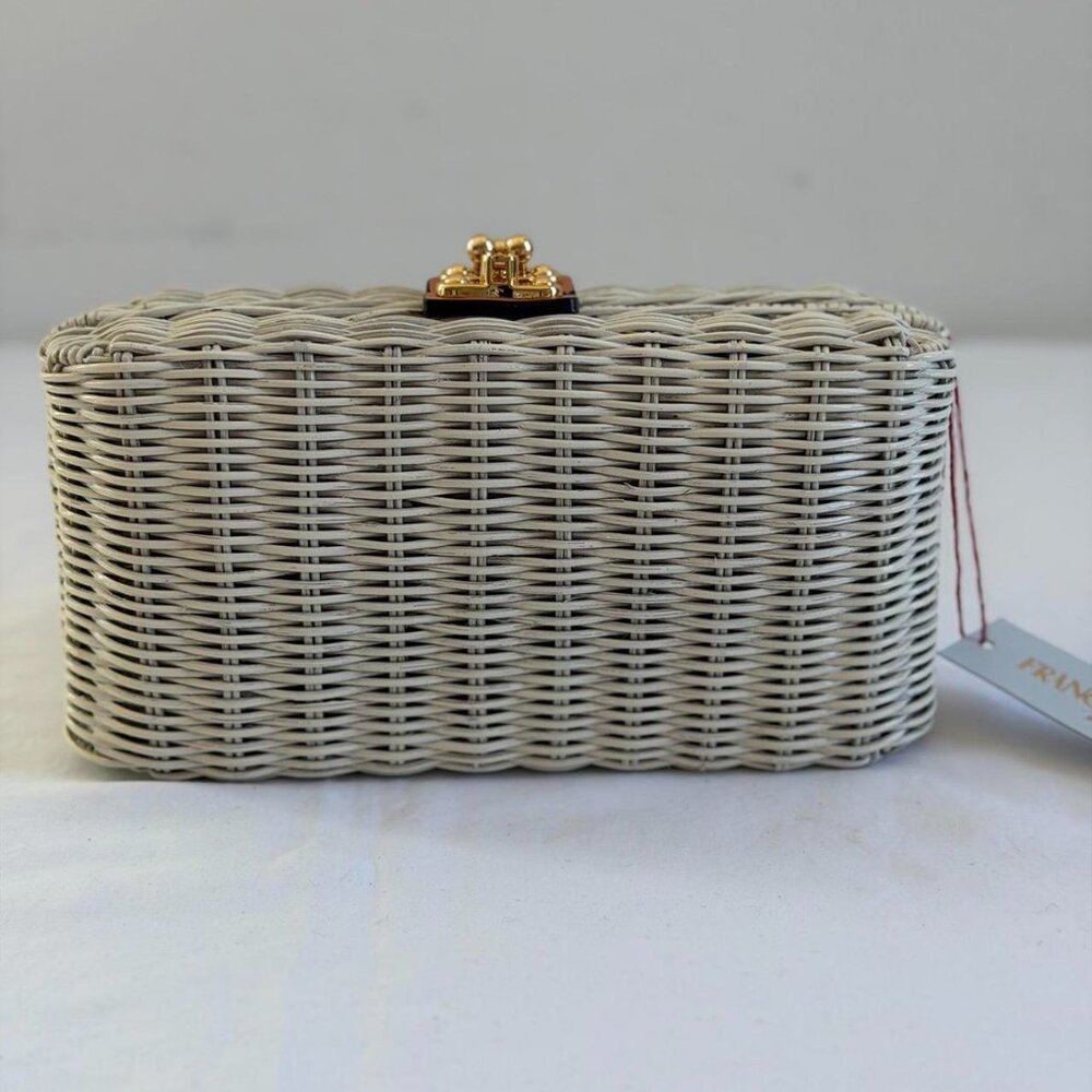 Frances Valentine Pepper Wicker Clutch in White - Picture 12 of 12